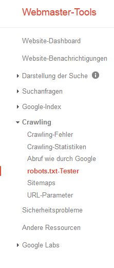 robots.txt tester Google Webmaster Tools